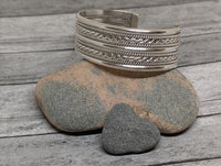 Vintage Navajo Signed Tahe Sterling Silver Wide Cuff Bracelet