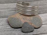 Vintage Navajo Signed Tahe Sterling Silver Wide Cuff Bracelet