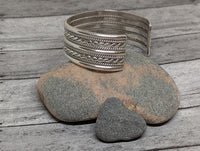 Vintage Navajo Signed Tahe Sterling Silver Wide Cuff Bracelet