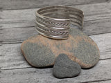 Vintage Navajo Signed Tahe Sterling Silver Wide Cuff Bracelet