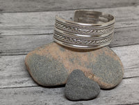 Vintage Navajo Signed Tahe Sterling Silver Wide Cuff Bracelet