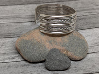 Vintage Navajo Signed Tahe Sterling Silver Wide Cuff Bracelet