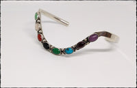 Lorencita Garcia signed Sterling Silver & Gemstone Cuff Bracelet - SaltyCwgrl Creations