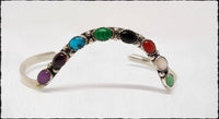 Lorencita Garcia signed Sterling Silver & Gemstone Cuff Bracelet - SaltyCwgrl Creations