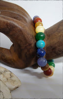 7 Color Chakra & Mala Bead Stretch Bracelet - SaltyCwgrl Creations