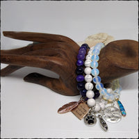 Handmade Gemstone Charm Stretch Bracelet - SaltyCwgrl Creations