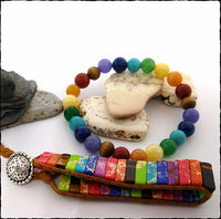 7 Color Chakra & Mala Bead Stretch Bracelet - SaltyCwgrl Creations