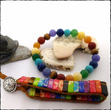 7 Color Chakra & Mala Bead Stretch Bracelet - SaltyCwgrl Creations