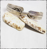 ***SOLD***Navajo Sterling Silver Feather Cuff Bracelet Artist Signed - SaltyCwgrl Creations