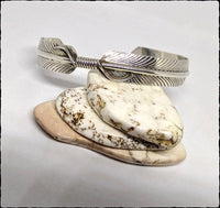 ***SOLD***Navajo Sterling Silver Feather Cuff Bracelet Artist Signed - SaltyCwgrl Creations