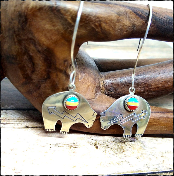 Sterling & Stone Zuni Bear Earrings - SaltyCwgrl Creations