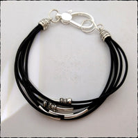 Boho Silver & Leather Layered Bracelet - SaltyCwgrl Creations