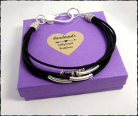 Boho Silver & Leather Layered Bracelet - SaltyCwgrl Creations
