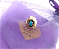 Vintage Navajo Turquoise & Silver Shadowbox Ring - SaltyCwgrl Creations