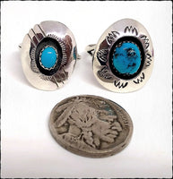 Vintage Navajo Turquoise & Silver Shadowbox Ring - SaltyCwgrl Creations