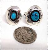 Vintage Navajo Turquoise & Silver Shadowbox Ring - SaltyCwgrl Creations