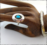 Turquoise & Sterling Navajo Shadow Box Ring - SaltyCwgrl Creations