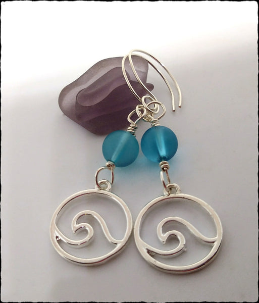 Wave Sea Glass Bead Earrings - SaltyCwgrl Creations