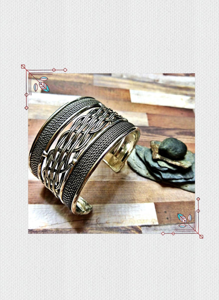 Bohemian Antiqued Silver Bali Style Cuff Bracelet - SaltyCwgrl Creations