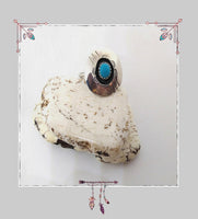 Turquoise & Sterling Navajo Shadow Box Ring - SaltyCwgrl Creations