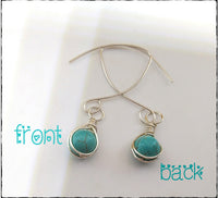 Turquoise Howlite Herringbone Wire Wrap Earrings - SaltyCwgrl Creations