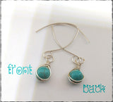 Turquoise Howlite Herringbone Wire Wrap Earrings - SaltyCwgrl Creations