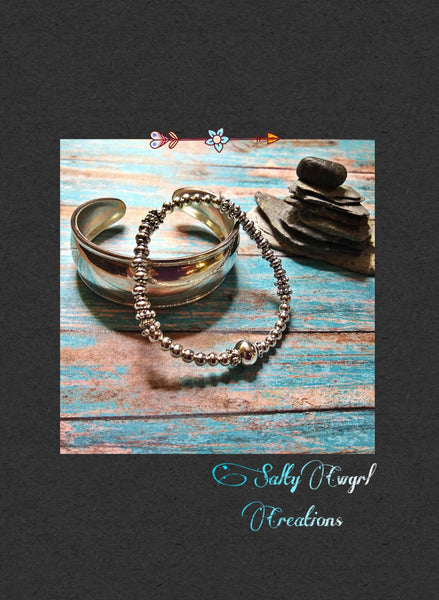 Silver Bali Style Boho Stretch Bracelet - SaltyCwgrl Creations