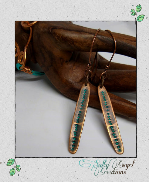 Boho Artisan Copper Pea Pod Earrings - SaltyCwgrl Creations