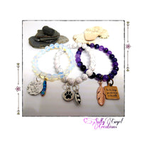 Handmade Gemstone Charm Stretch Bracelet - SaltyCwgrl Creations