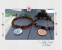 Gemstone Bead and Faith Charm Bracelet - SaltyCwgrl Creations