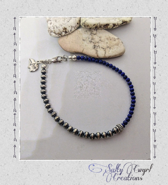 Lapis Lazuli & Navajo Pearl Bracelet - SaltyCwgrl Creations