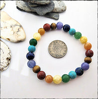 7 Color Chakra & Mala Bead Stretch Bracelet - SaltyCwgrl Creations