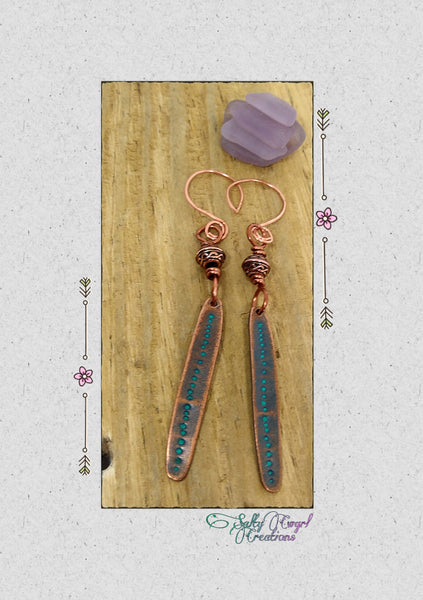 Boho Handmade Copper and Patina Earrings - SaltyCwgrl Creations