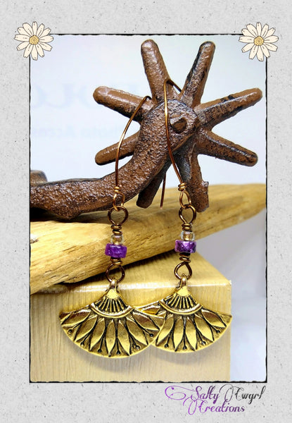 Boho Bronze and Copper Lepidolite Earrings - SaltyCwgrl Creations