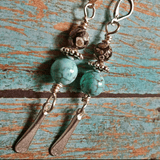 Turquoise & Black Howlite Silver Paddle Earrings - SaltyCwgrl Creations