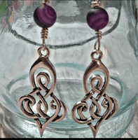 Silver Celtic Knot & Purple Banded Agate Earrings - SaltyCwgrl Creations