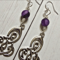 Silver Celtic Knot & Purple Banded Agate Earrings - SaltyCwgrl Creations