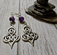 Silver Celtic Knot & Purple Banded Agate Earrings - SaltyCwgrl Creations