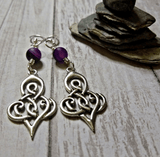 Silver Celtic Knot & Purple Banded Agate Earrings - SaltyCwgrl Creations