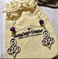 Silver Celtic Knot & Purple Banded Agate Earrings - SaltyCwgrl Creations