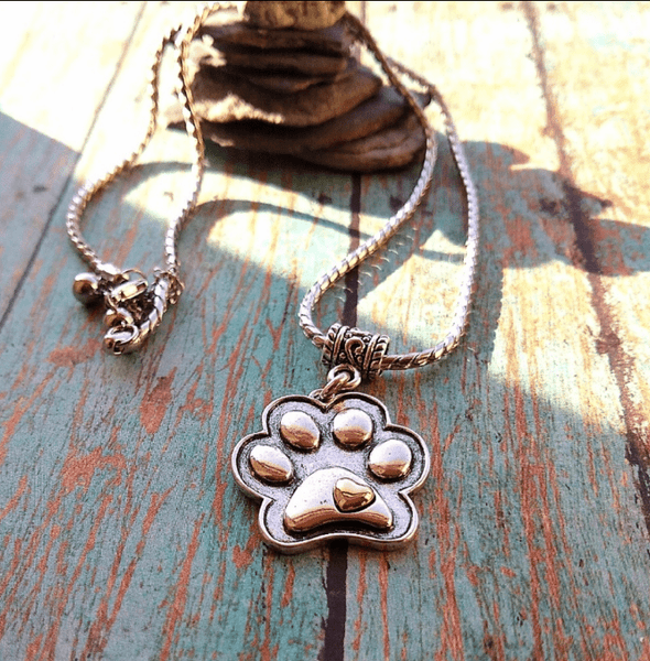 I Love My Pet Paw Print Pendant Necklace - SaltyCwgrl Creations