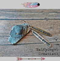 Rustic Antique Brass Stippled Leaf Earrings - SaltyCwgrl Creations