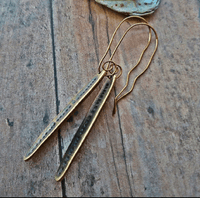Rustic Antique Brass Stippled Leaf Earrings - SaltyCwgrl Creations