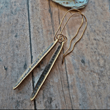 Rustic Antique Brass Stippled Leaf Earrings - SaltyCwgrl Creations