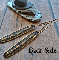 Rustic Antique Brass Stippled Leaf Earrings - SaltyCwgrl Creations
