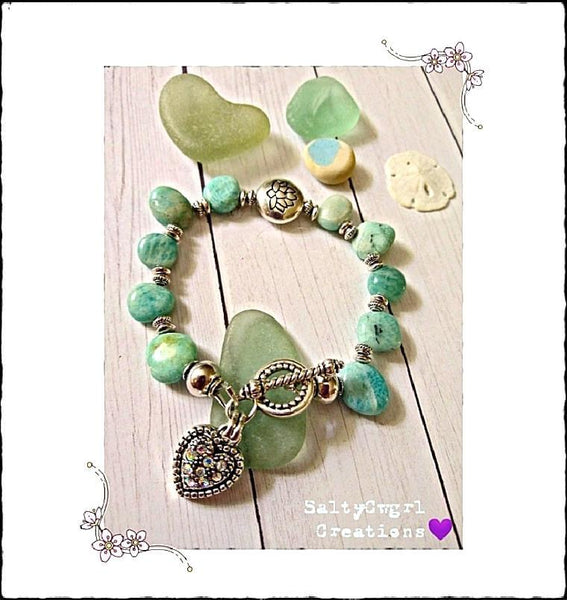 Chunky Brazilian Amazonite Lotus Toggle Bracelet - SaltyCwgrl Creations