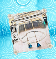 Swarovski Bermuda Blue Chrystal Sterling Silver Threader Earrings - SaltyCwgrl Creations