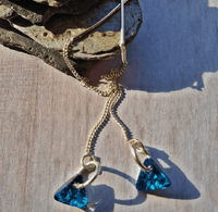 Swarovski Bermuda Blue Chrystal Sterling Silver Threader Earrings - SaltyCwgrl Creations