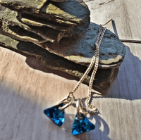 Swarovski Bermuda Blue Chrystal Sterling Silver Threader Earrings - SaltyCwgrl Creations