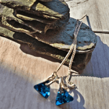 Swarovski Bermuda Blue Chrystal Sterling Silver Threader Earrings - SaltyCwgrl Creations